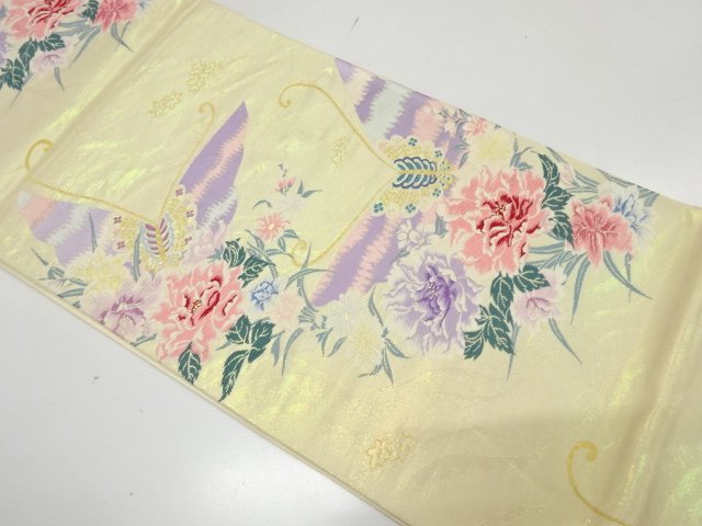 JAPANESE KIMONO / ANTIQUE FUKURO OBI / SILK / WOVEN BUTTERFLY